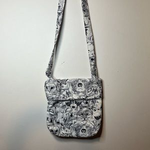 Forest animal white and navy blue purse.